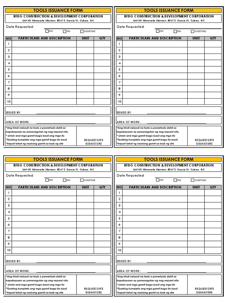Warehouse Issuance Form | PDF