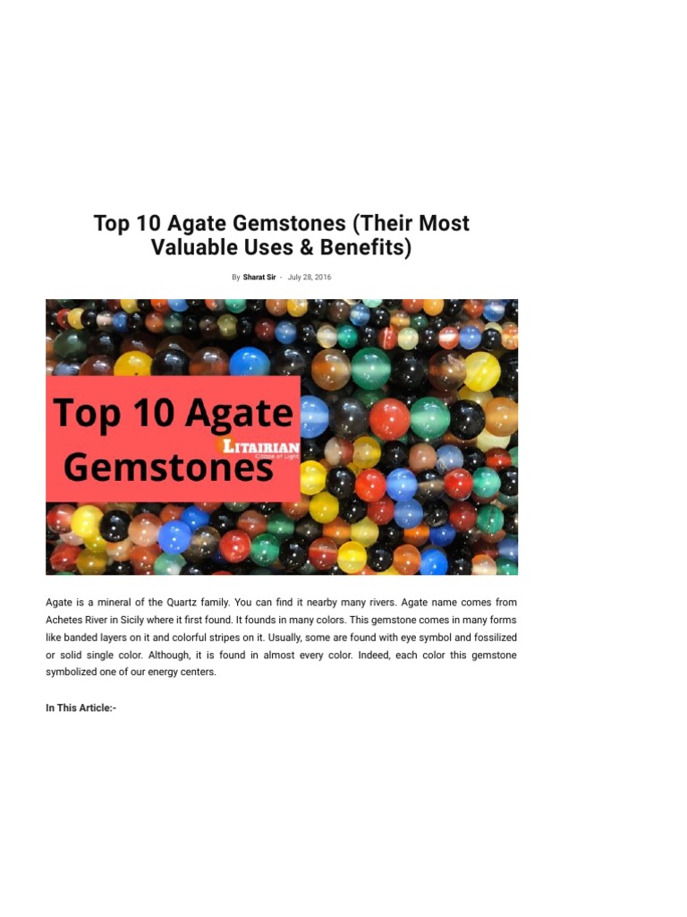 Agate Stone Top 10 Agate Gemstone's Most Valuable Uses and Benefits PDF Medical