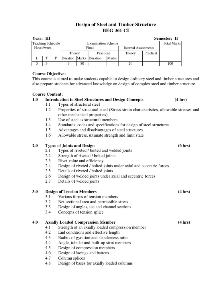 Steel and Timber Structures Design Course | PDF | Beam (Structure) | Truss
