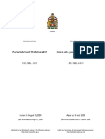 Publication of Statutes Act Loi Sur La Publication Des Lois: Consolidation Codification