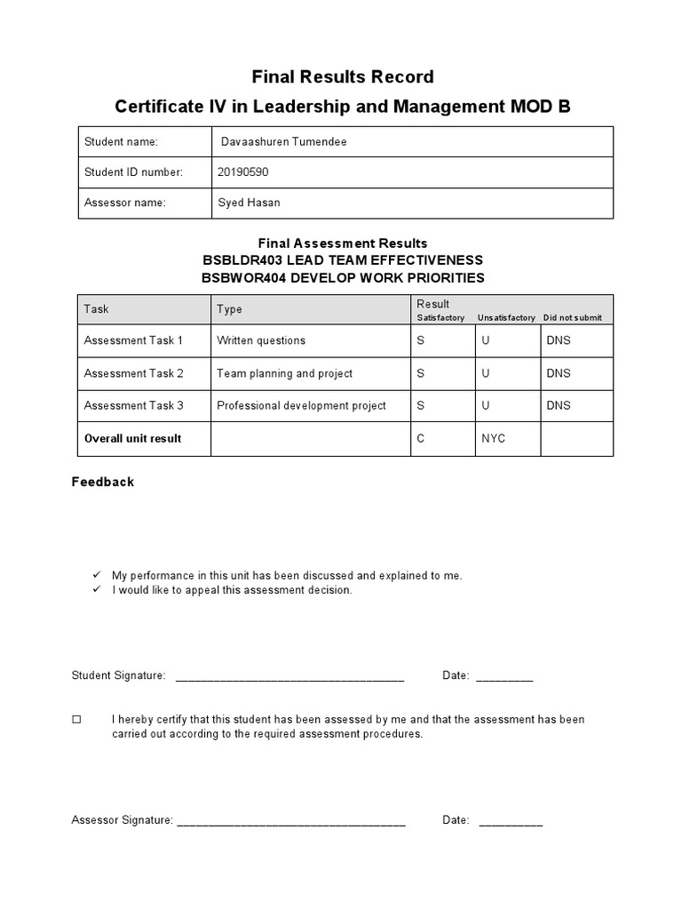 FAS Certificate IV in Leadership and Management MOD B | PDF ...