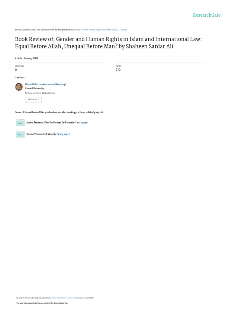 Book Review of Gender and Human Rights in Islam An | PDF | Sharia | Quran