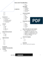 Answer Key Grammar and Vocabulary: Starter Unit