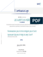 Certificado Recomendaciones para El Retorno Inteligente para El Sector Agropecuario Guía para El Trabajo de Campo. Covid-19 PDF