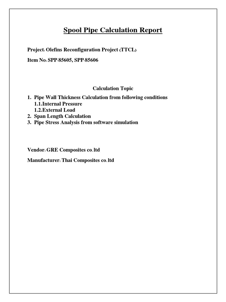 Pipe Thickness and Stress Analysis Report | PDF | Pipe (Fluid ...