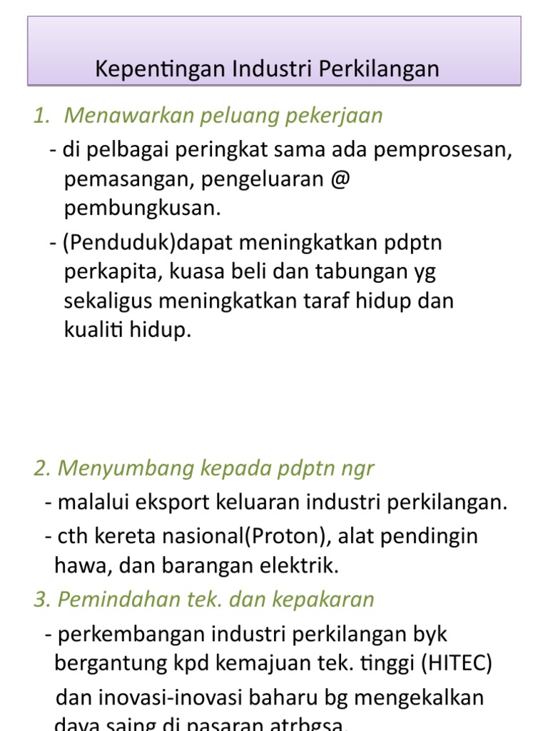 Kepentingan Sektor Perindustrian Pdf