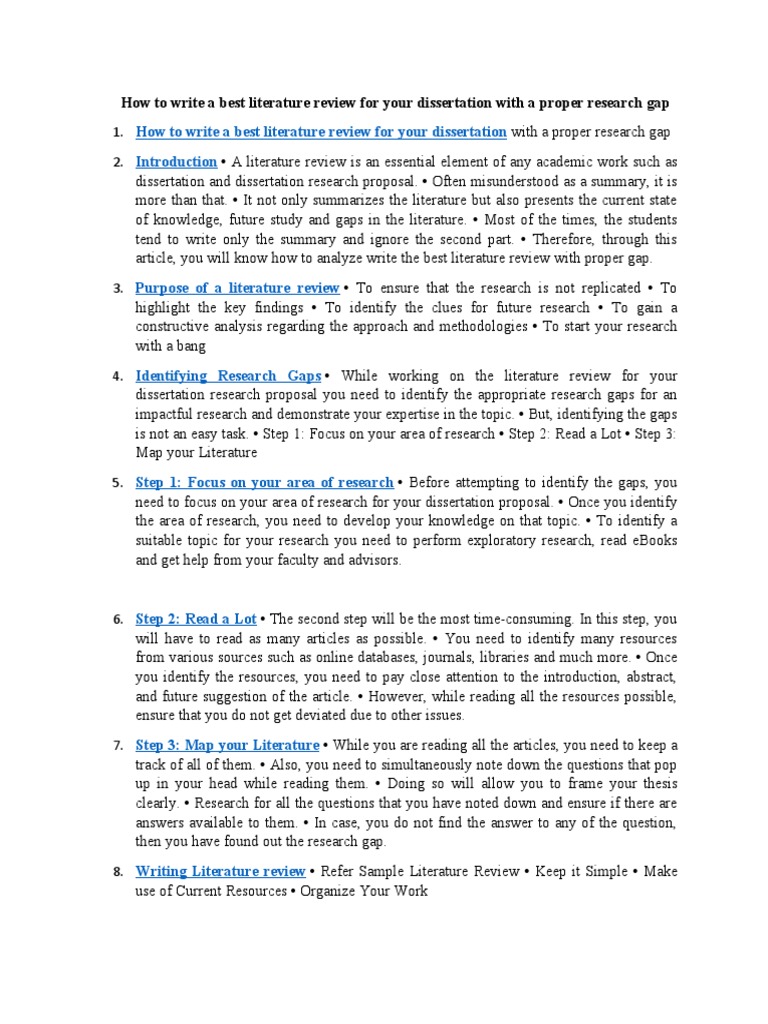 How To Write A Best Literature Review For Your Dissertation With A ...