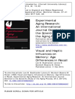 Experimental Aging Research: An International Journal Devoted To The Scientific Study of The Aging Process