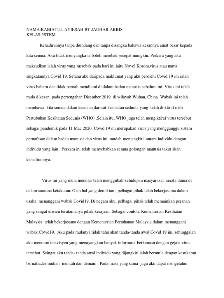 contoh essay ilmiah tentang covid