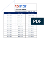 Test Schedule For Ekalavya Course - E-2.0 Batch: Target JEE - 2021