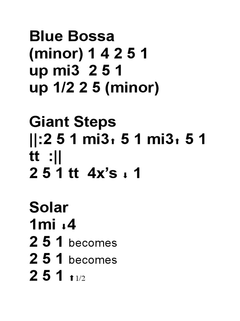 Jazz Chord Progressions Guide | PDF | Teaching Methods & Materials