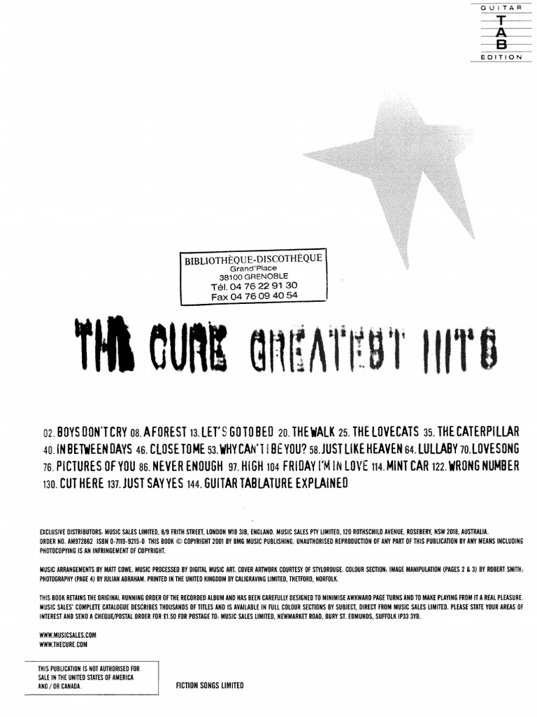 Cure Greatest Hits PDF | PDF