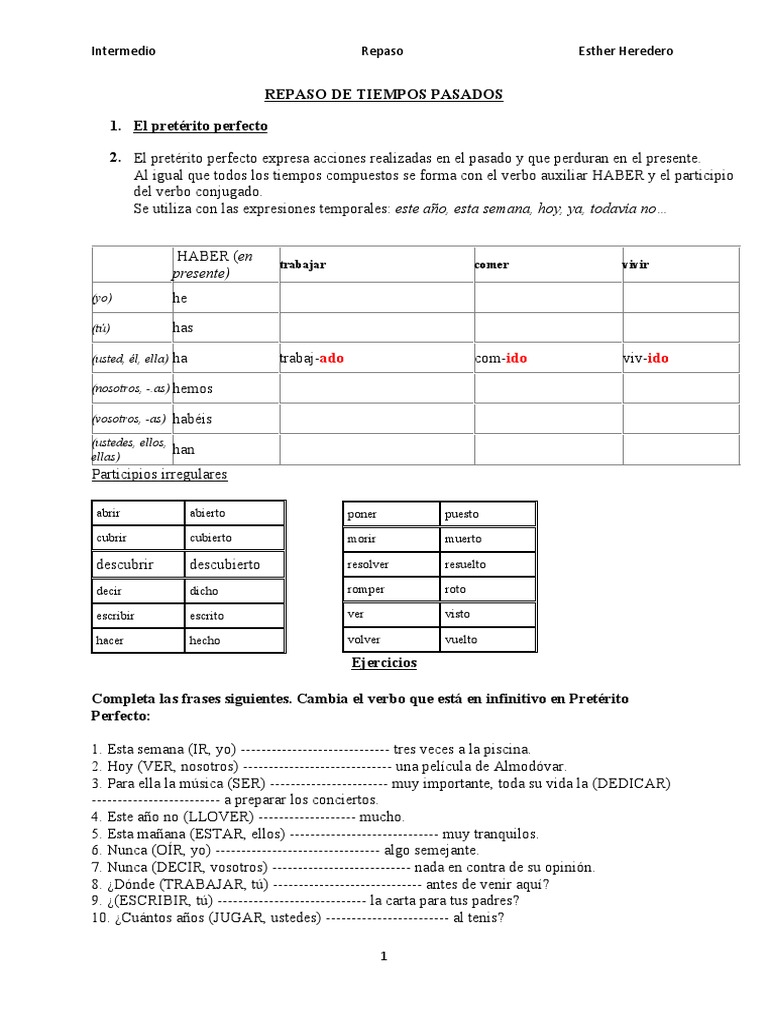 Repaso Primer Semestre | PDF | Verbo | Gramática