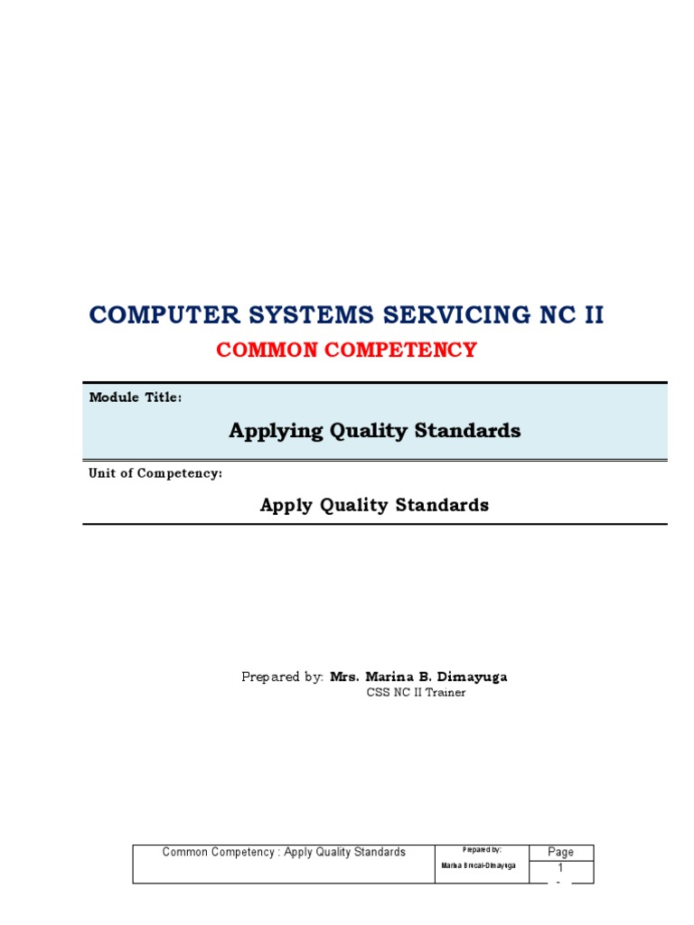 Quality Standards in Computer Systems | PDF | Quality (Business ...
