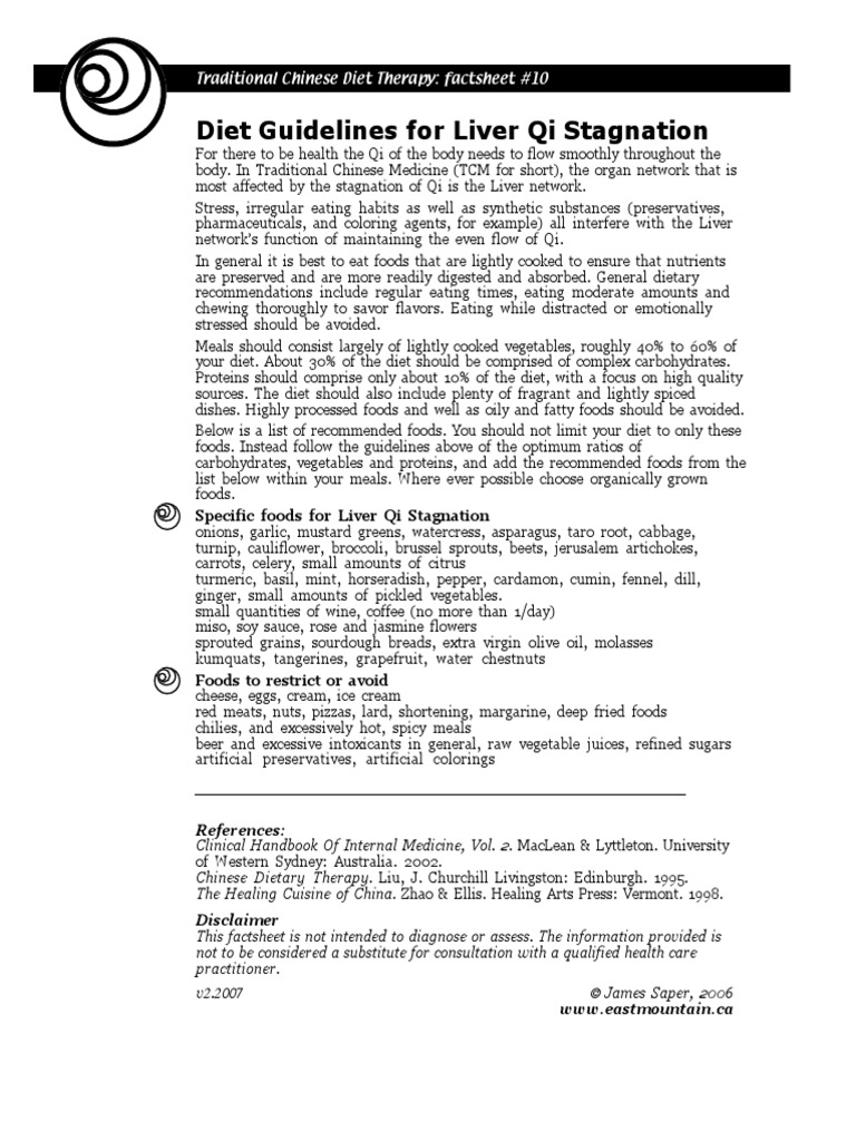 Diet Guidelines For Liver Qi Stagnation PDF PDF Traditional Chinese