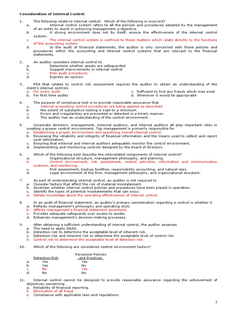 Internal Control Considerations in Audits | PDF | Internal Control ...