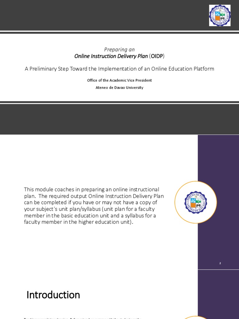 Online Instruction Delivery Plan Guide | PDF | Educational Assessment ...