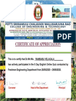 Certificate of Appreciation for Online Quiz Participation