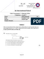 Hala International School: Class Assessment 1 - February 2016 Chemistry - Grade 9