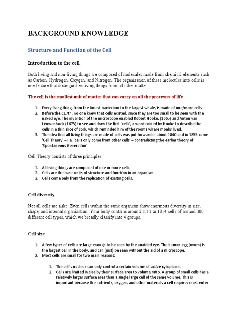 Cell Structure and Function Overview | PDF | Endoplasmic Reticulum ...