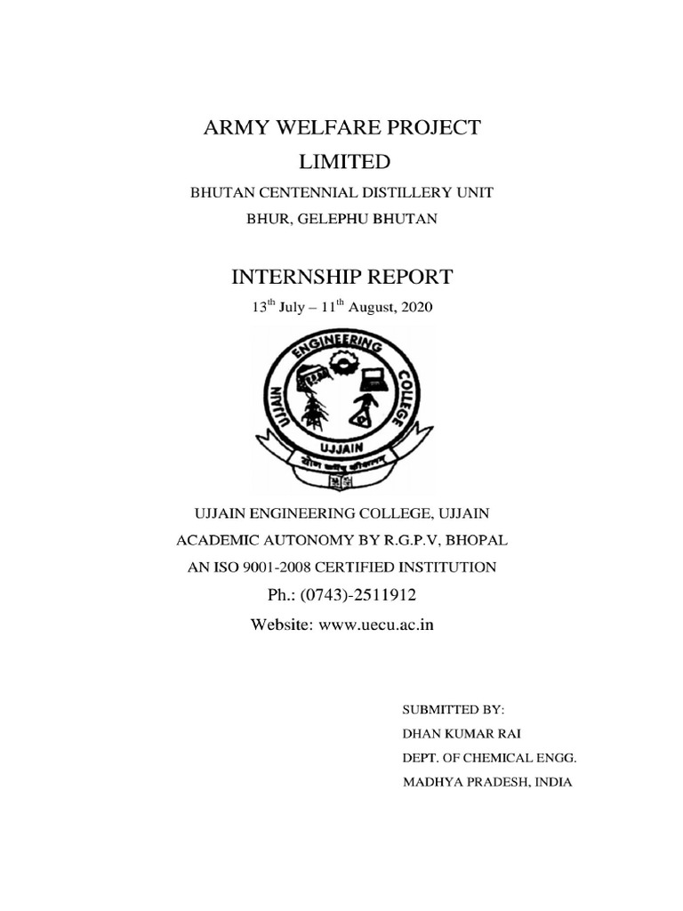 Internship BCD Gelephu PDF Distillation Water Treatment