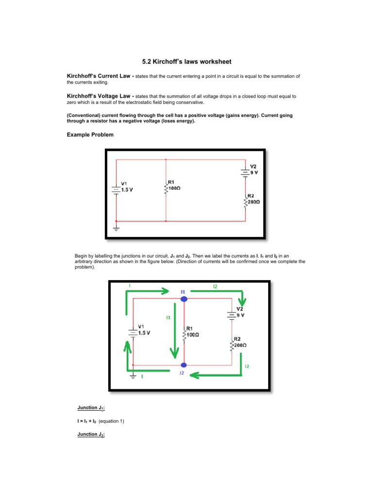 Kirchhoff's Laws Practice Worksheet | PDF