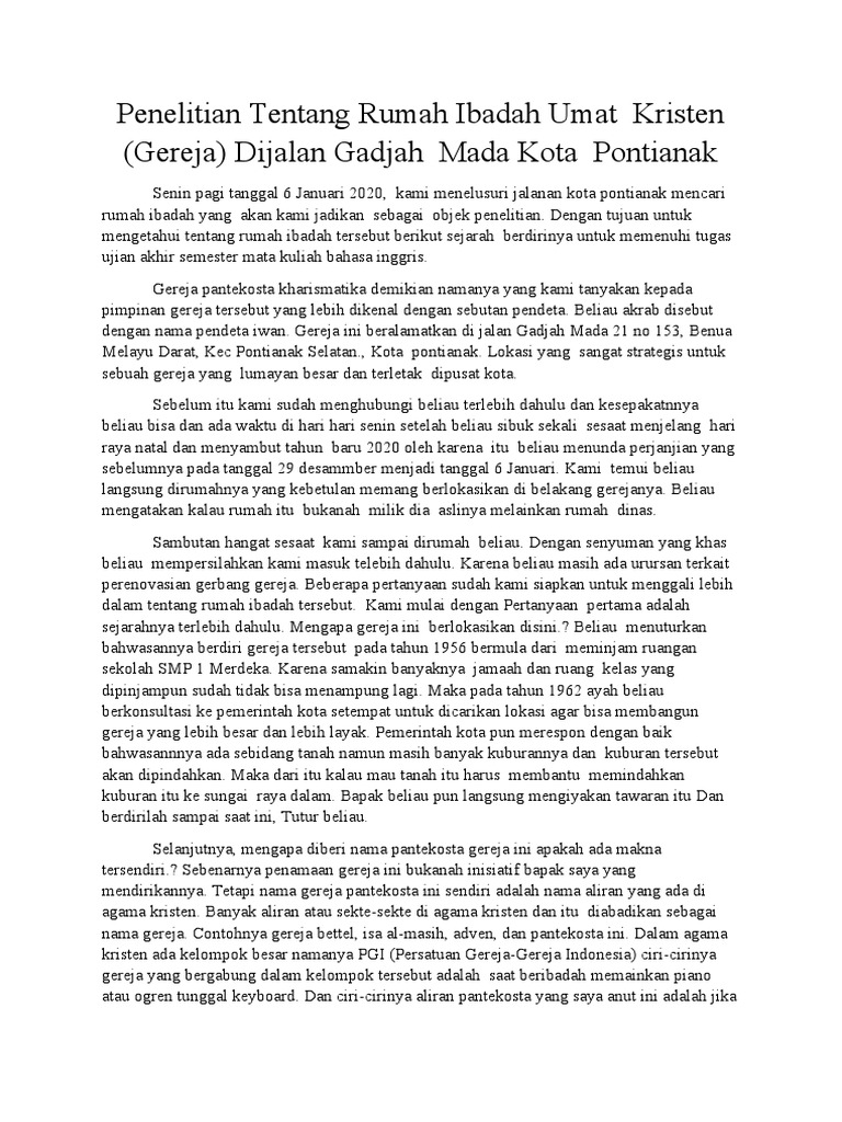 Penelitian Tentang Rumah Ibadah Umat Kristen | PDF | Agama & Spiritualitas