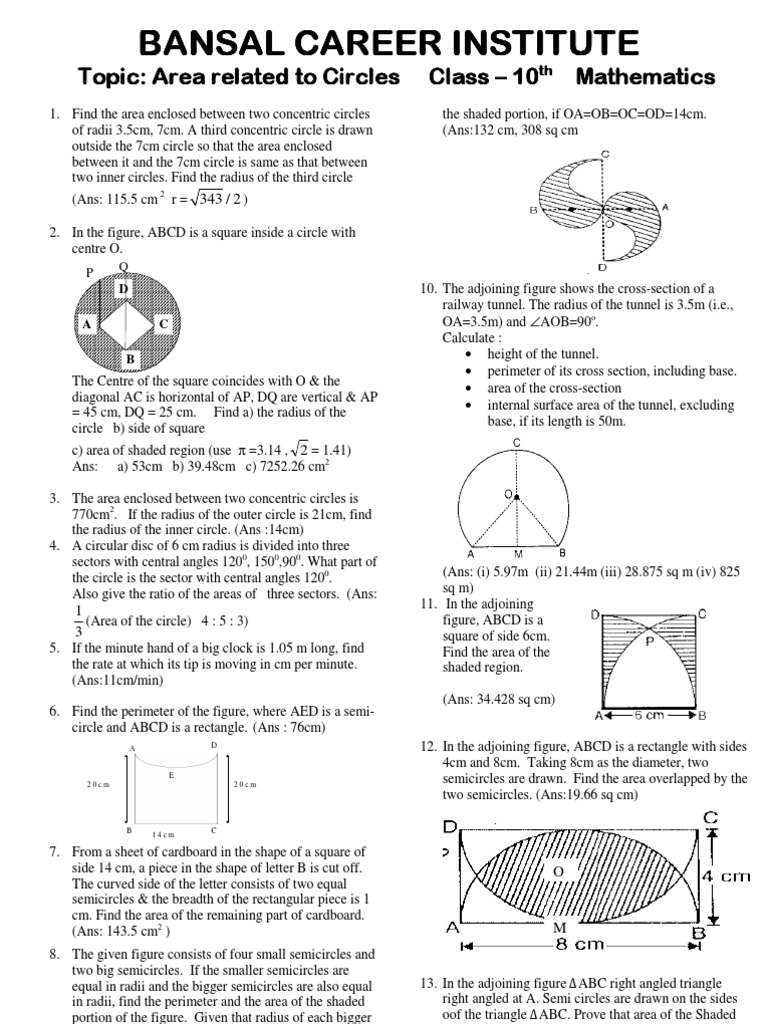 Microsoft Word - Area Related | PDF | Area | Radius