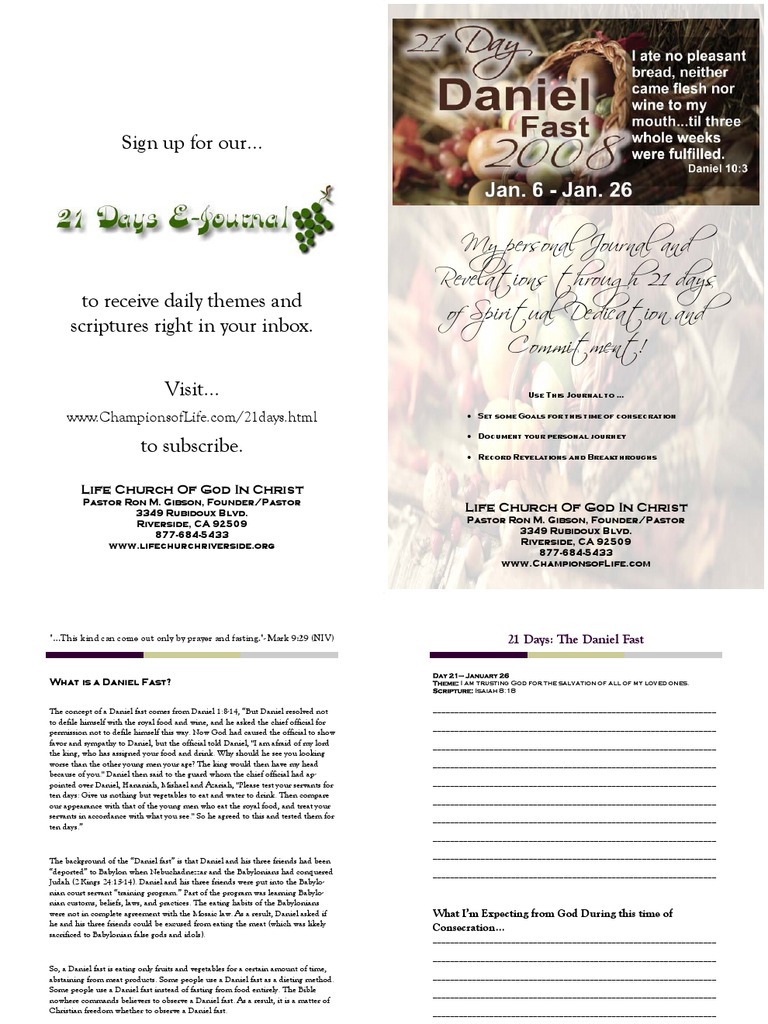 Daniel Fast Prayer Journal Pdf Daniel Biblical Figure Bible