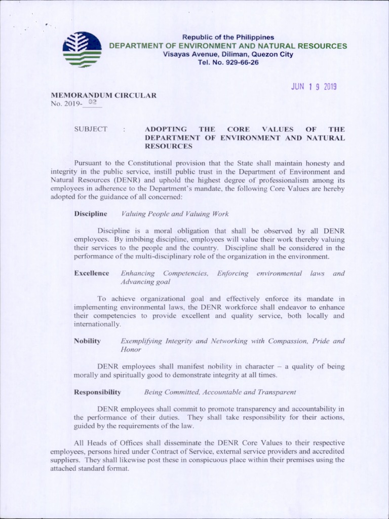 dmc201902 DENR Core Values PDF PDF