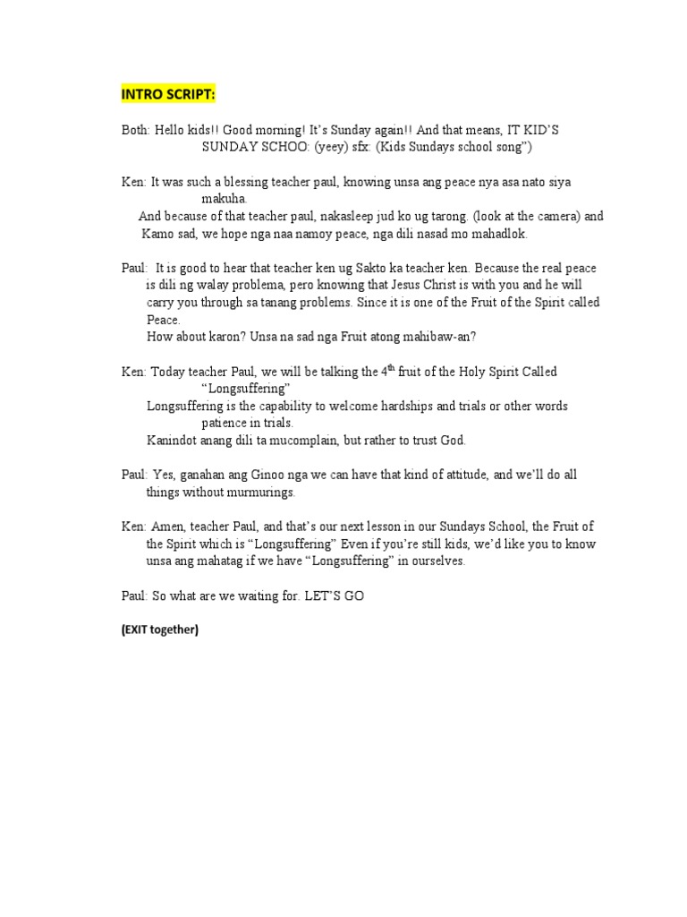 Intro Script:: (EXIT Together) | PDF | Self-Improvement | Religion ...