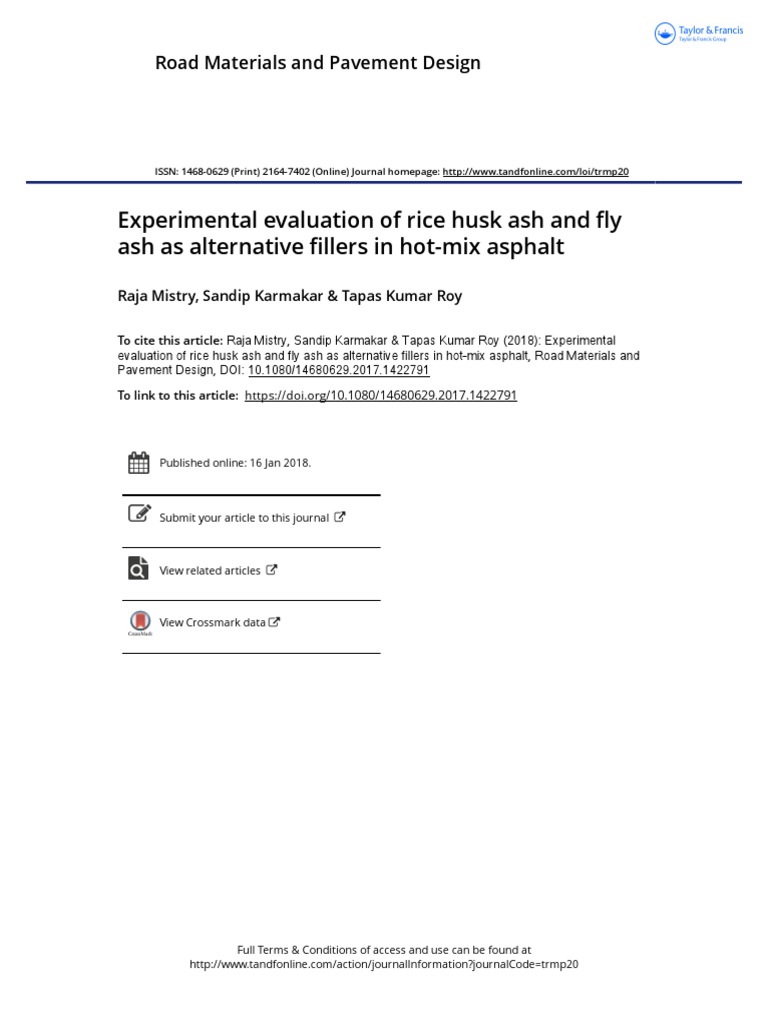 Experimental Evaluation of Rice Husk Ash and Fly PDF | PDF | Asphalt ...