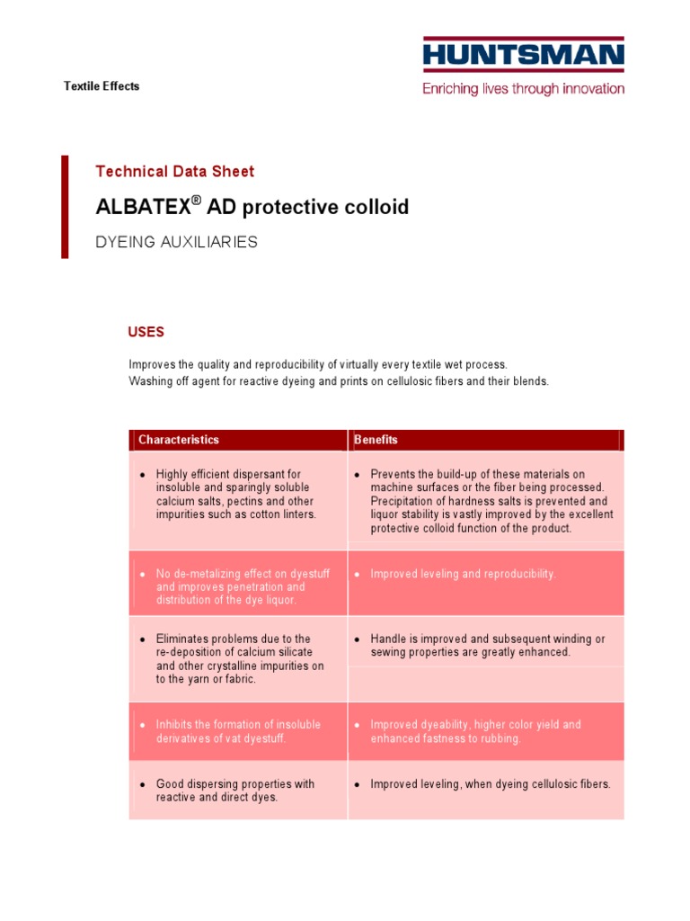 ALBATEX AD - Protective Colloid | PDF | Dye | Dyeing