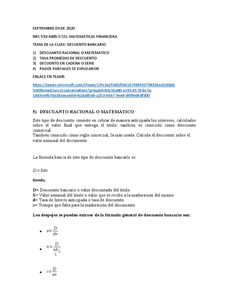 Septiembre 03 de 2020-Clase | PDF | Crédito | Finanzas y dinero