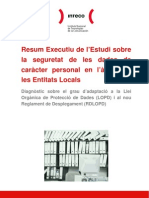 Resum Executiu de L'estudi Sobre La Seguretat de Les Dades de Caràcter Personal en L'àmbit de Les Entitats Locals