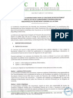 CIMA - Recrutement de Deux Commissaires Contrôleurs PDF