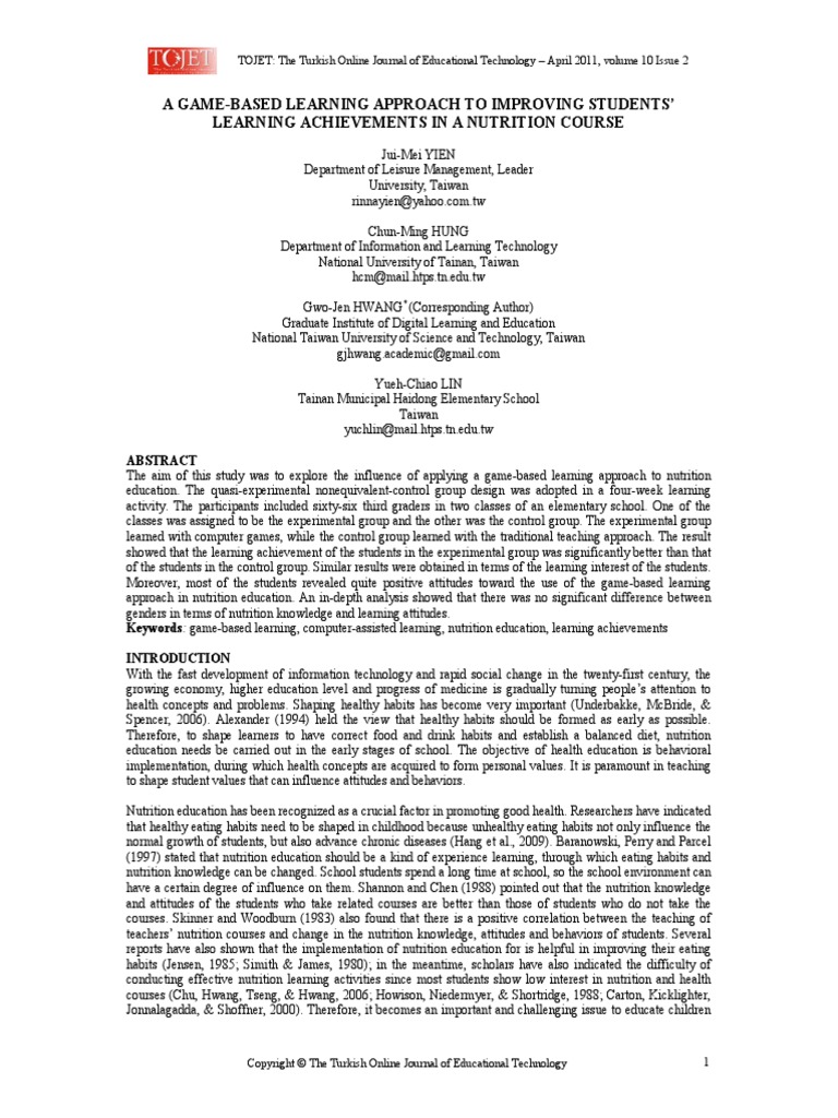A Game-Based Learning Approach To Improving Students | PDF | Analysis ...