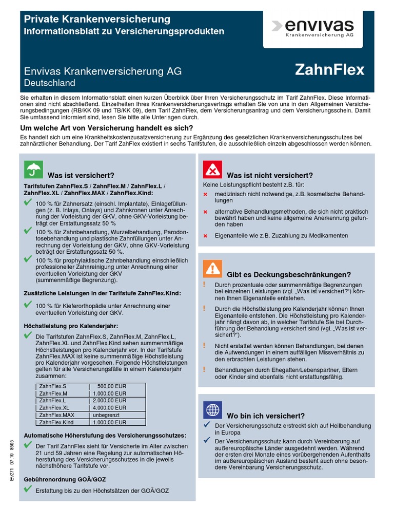 Zahnflex Envivas Krankenversicherung Ag