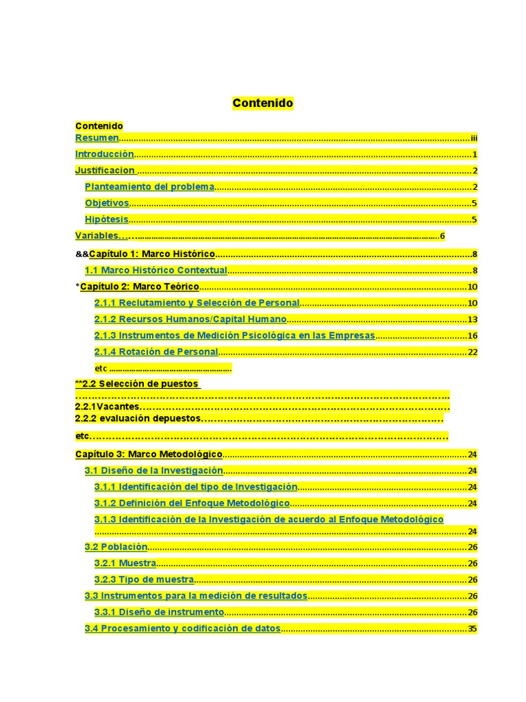 Ejemplo de Índice para Tesis | PDF | Gestión de recursos humanos | Science