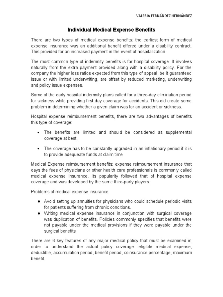 Individual Medical Expense Benefits PDF
