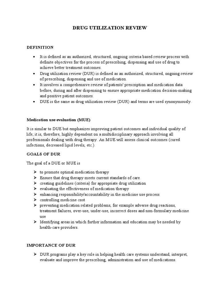 Drug Utilization Review Overview | PDF | Medical Prescription | Pharmacy