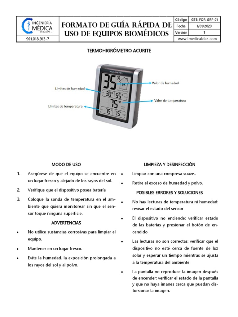 Termohigrometro Acurite PDF