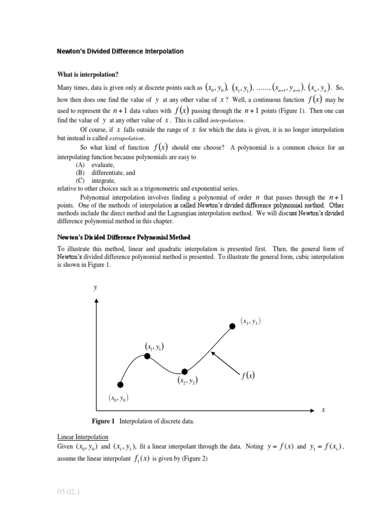 Newton's Divided Difference Method | PDF | Interpolation | Algebra