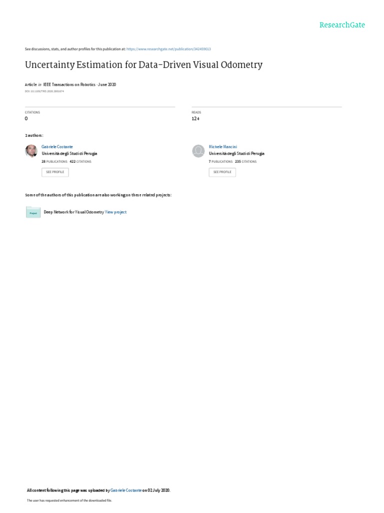 Uncertainty in Visual Odometry Systems | PDF | Artificial Neural ...