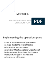 Implementation of A Business Operations Plan