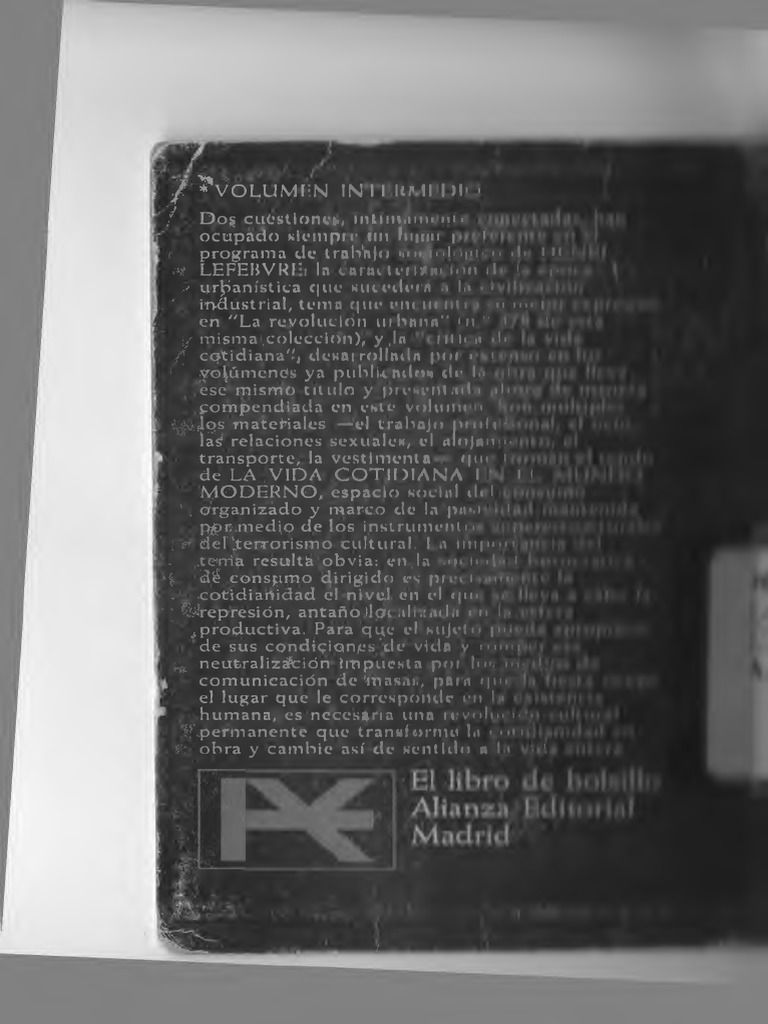 Libro. Henri Lefebvre La Vida Cotidiana en El Mundo Moderno PDF PDF