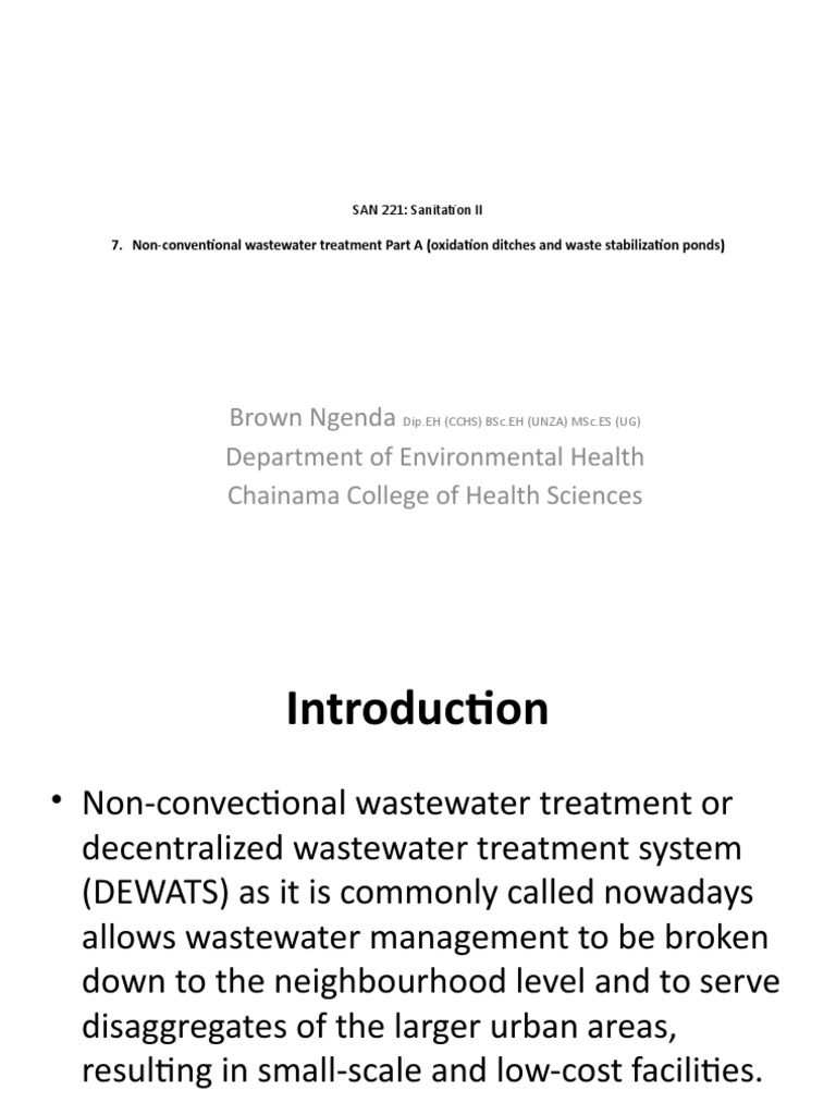 NonConventional Wastewater Part A PDF Sewage Treatment