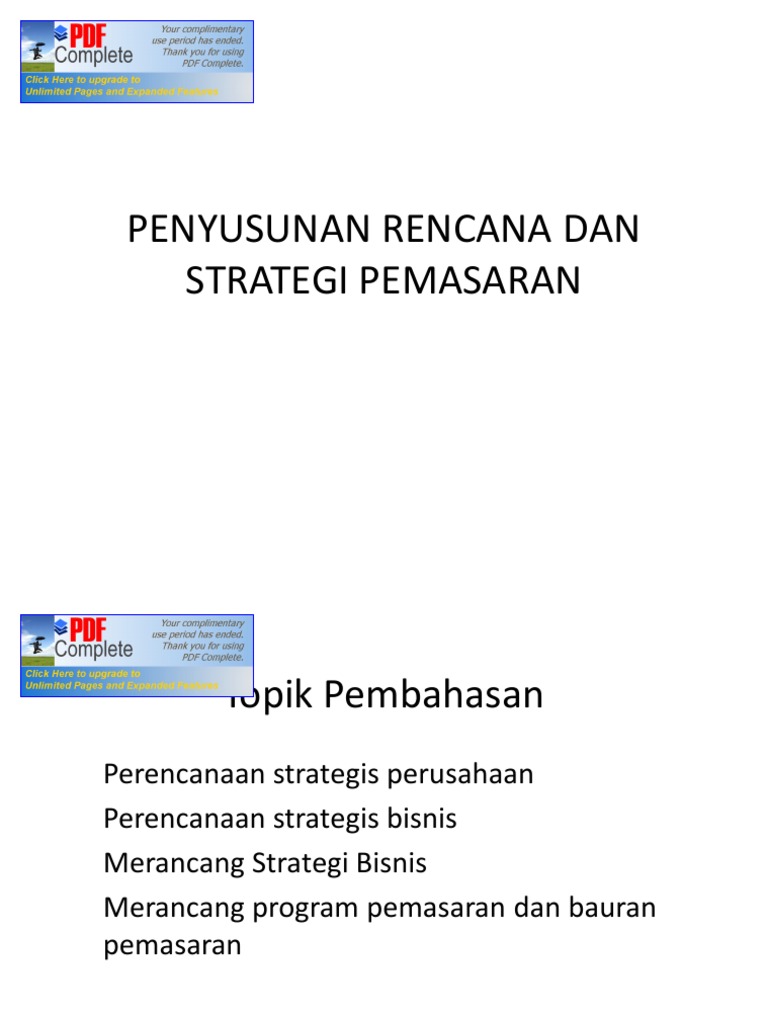 Penyusunan Rencana Dan Strategi Pemasaran