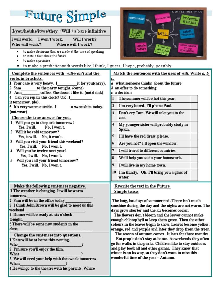 Future Simple Tense Exercises | PDF | Linguistic Typology | Linguistic ...