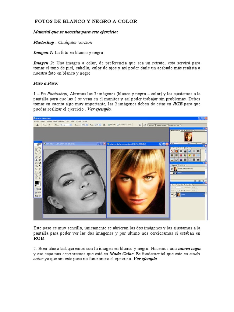 Photoshop - Fotos de Blanco y Negro A Color | Descargar gratis PDF